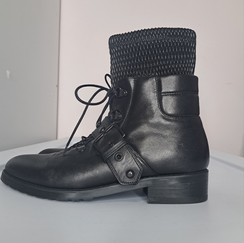 Stuart Weitzman Stitchwork Combat Boot Black 7 Nw… - image 6